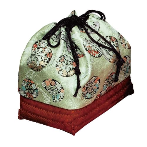 Genji Basket Set for Tea Ceremony (Outdoor Tea Ceremony) (Rikyu Tea Bowl, Small Tea Bowl, Resin Natsume (Small Resin Tea Cup), Chasen (Tea Whisk), Bam