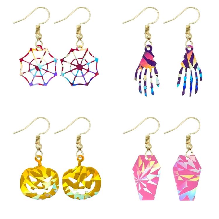 Halloween Skull Resin Molds Handmade Holographic Decorations for Earrings Keychain Hanging Pendant Jewelry Making Tools