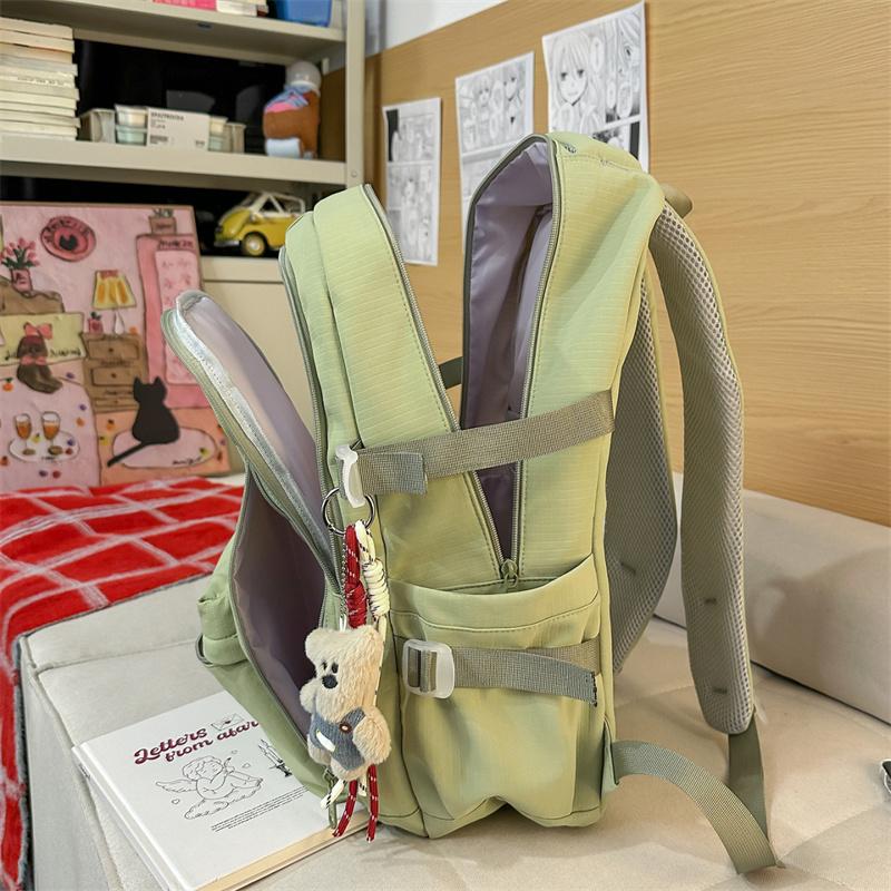 Solid Color Student Schoolbag Women's Large Capacity Backpack