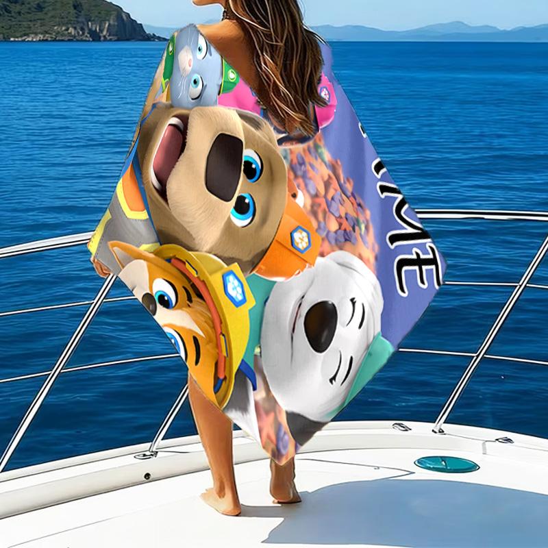 1pc Pupstruction Beach Towel with Custom Name, Beach/Swimming/Bath/Picnic/Camping Towel, Suitable for Seaside Beaches