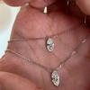Stainless Steel Waterproof Silver-Plated Horseeye Zircon Pendant Necklace for Women Luxury Clavicle Chain Jewelry Christmas Gift