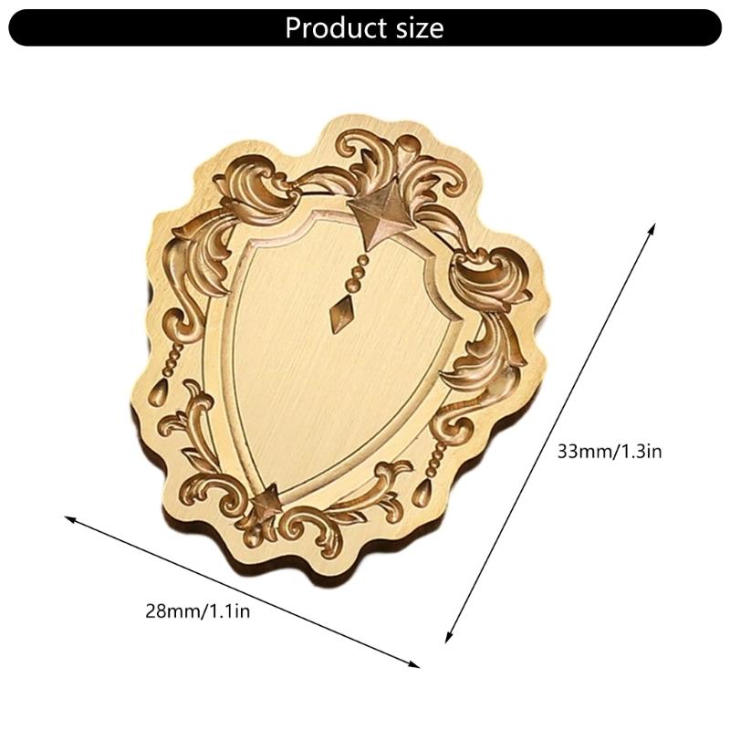 Antique Solid Brass Wax Seal Stamp Head Engraved Embossing Tool Seal Flower Frame for Handmade Letters Gift Wrapping