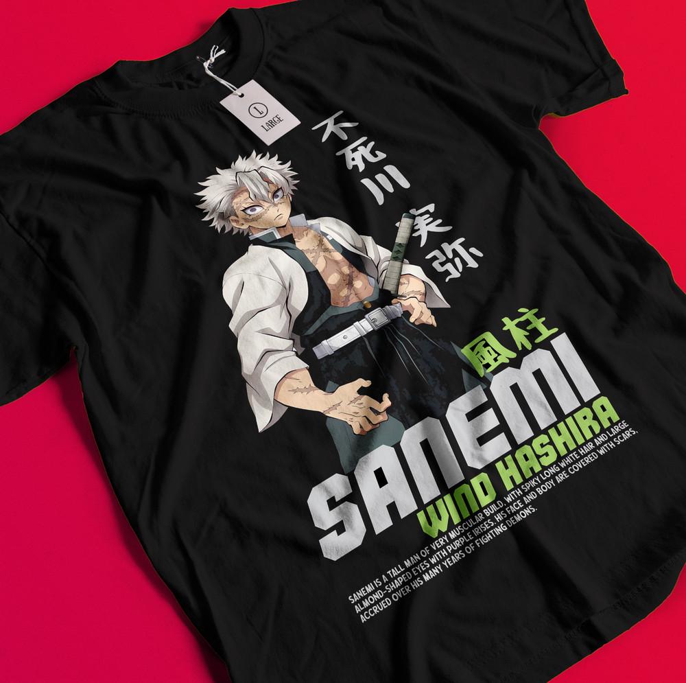 

Demon Slayer Shirt Sanemi Shinazugawa Tshirt Tanjiro T-Shirt Muzan Doma Wind Tee BB938 L