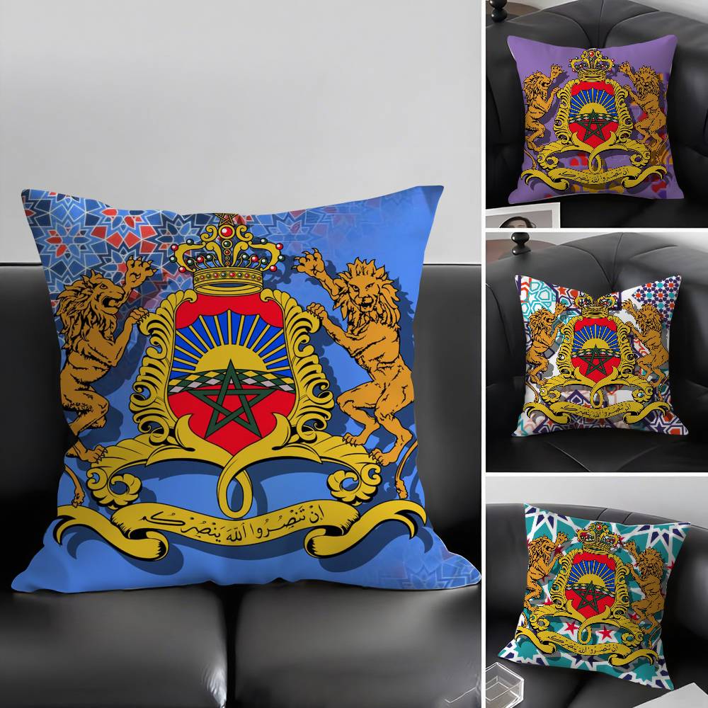 A-Algerian Passport Pattern Pillow Case Home Dorm Chair Back Short Plush Double-sided Printing Office Nap Time Cushion Cover