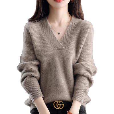 Knit Long Solid Loose Winter [MSFQSNB] Women's Sweater, V-Neck, Sleeve, Color, Soft, Figure-Flattering, Elegant, Stylish, Cute, Fit, Casual, Office,