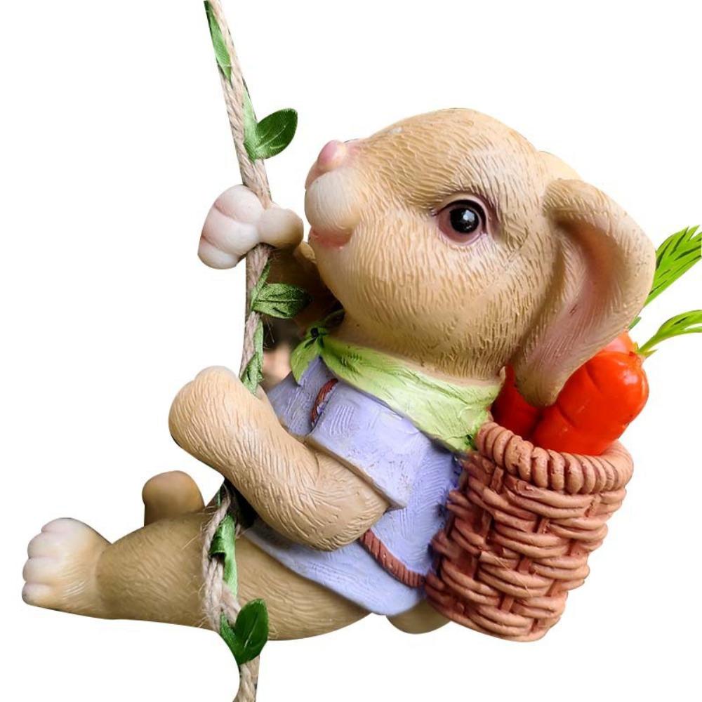 Cute Bunny Statue Resin Miniatures Figurine Garden Decor Animal Sculpture Outdoor