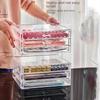4pcs-1set cosmetics plastic storage box with multiple grids&9 drawers,Stackable large capacity transparent cosmetics skincare display box.