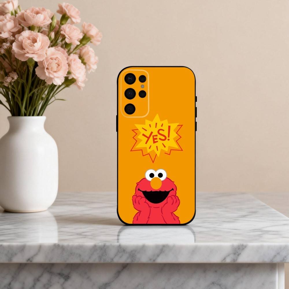 C-Cartoon R-Red Cute A-Elmo-O  Phone Case For Samsung S25,24,23,22,30,21,10,9,Ultra,Plus,Lite,FE,4,5 G Soft Black Case