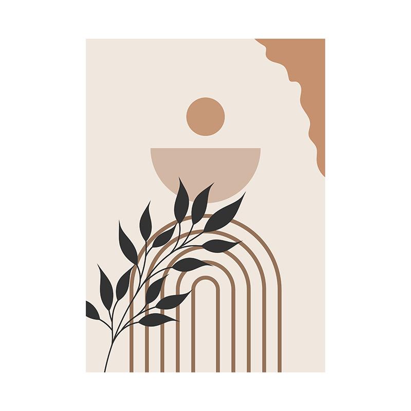 Nordic Bohemian Canvas Painting Vintage Minimalist Line Leaf Wall Art Geometric Prints For Modern Living Room Home Decor Unframed