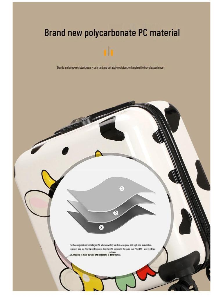 18" Cartoon Unisex Children's Spinner Luggage with Combo Lock & Wheels for Students