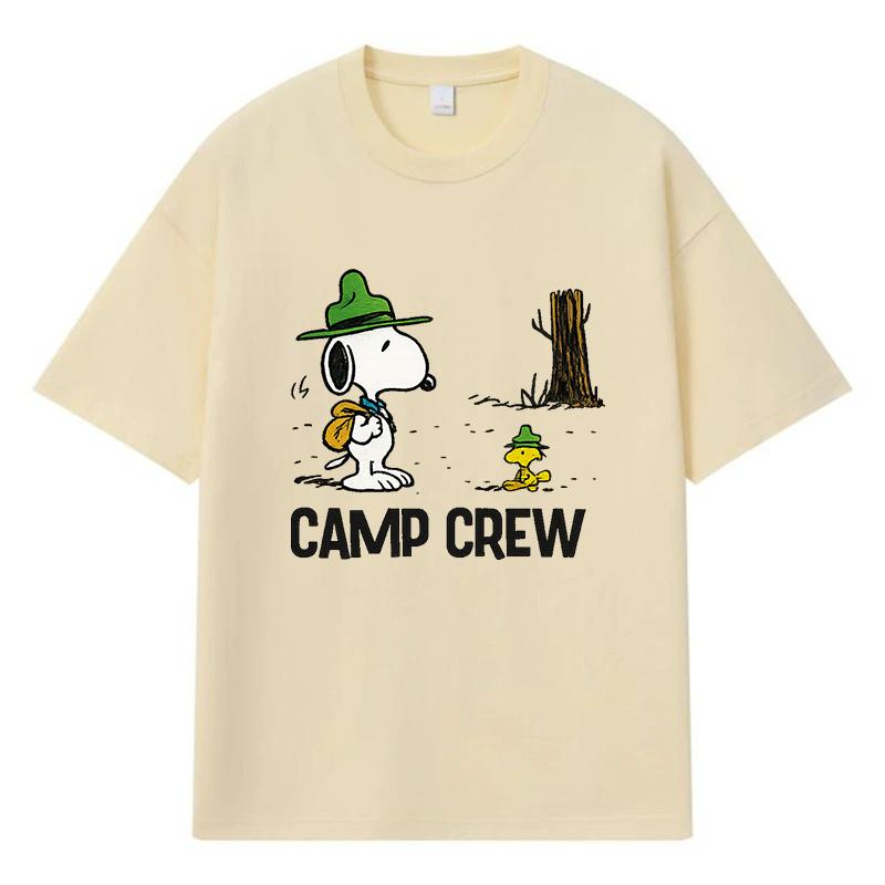 2026 Snoopy And Woodstock Printed Graphic Y2k Harajuku Streetwear 100% Cotton T Shirt Casual Oversized Summer Men T-shirt