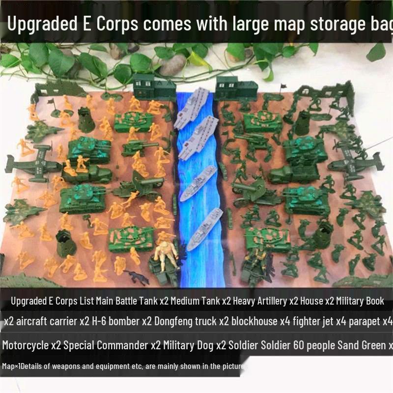 80s Nostalgic Toy Soldiers Sandbox Set: WWII Model Tank Battle for Kids