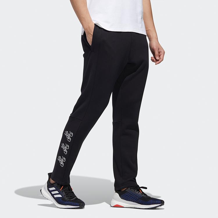 Adidas Woven Deco Logo Print Training Running Casual Pants Men Bottoms Black GM4428