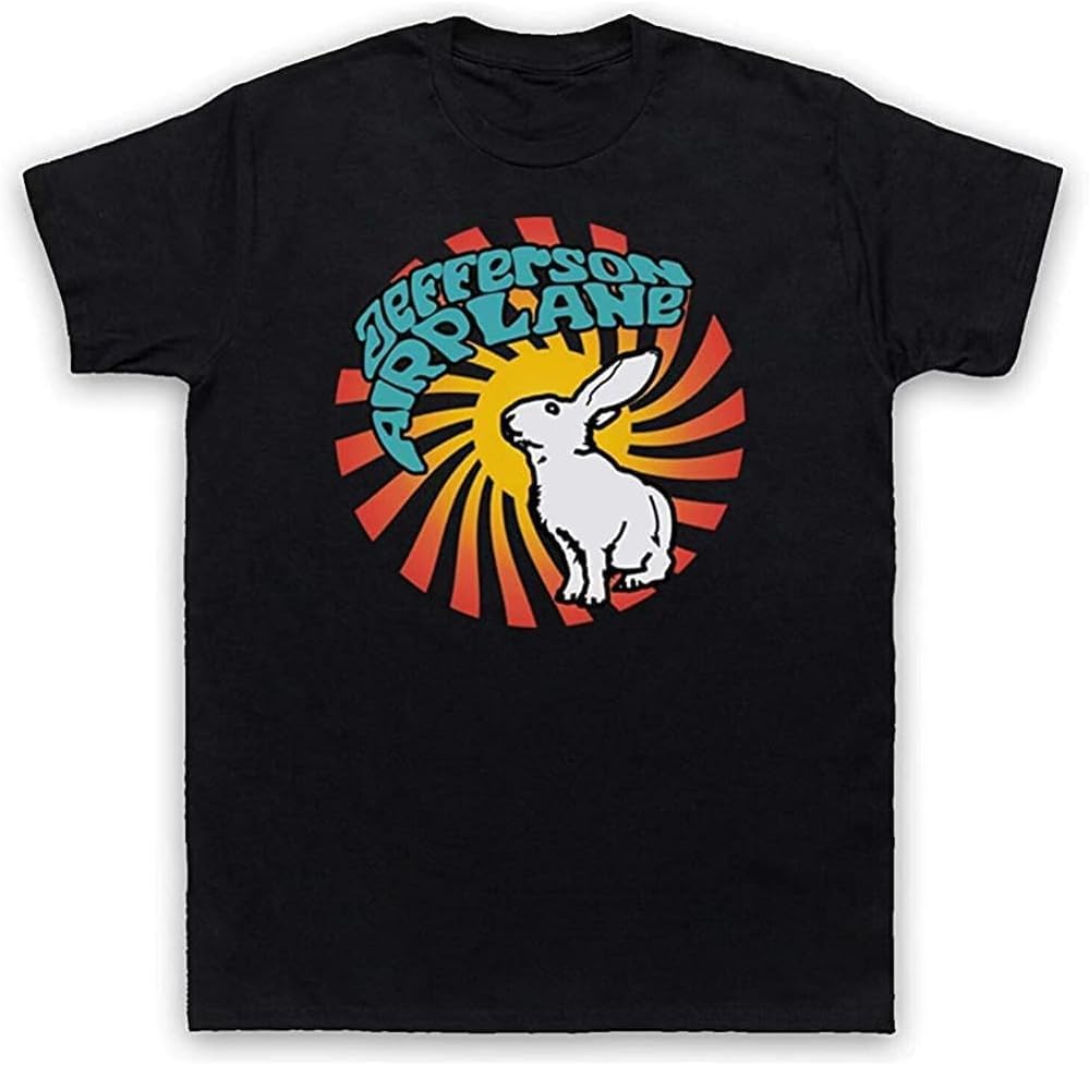 Jefferson White Rabbit 60 S 70 S Psychedelic Rockens T Shirt S чёрный