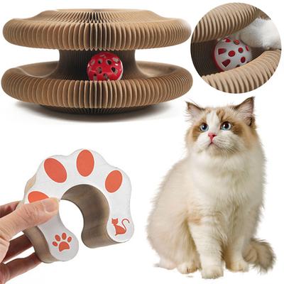 Magisches Orgel-Kratzbrett für Katzen Interaktives Katzenspielzeug Faltbares Krallenpflege-Schlafbett Runder Wellpappe Interaktives Katzenspielzeug