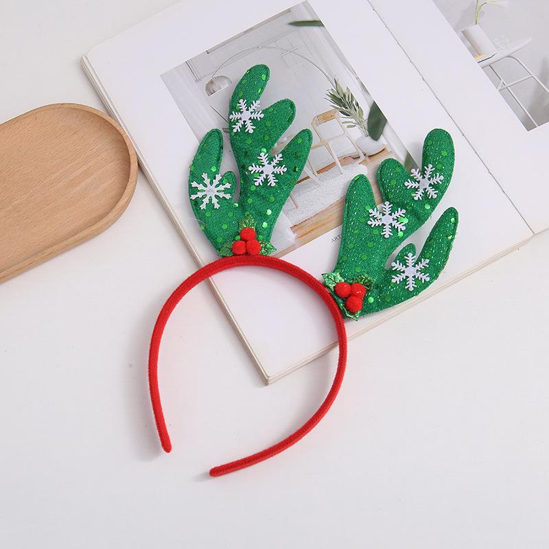 Christmas Cartoon Antler Sequin Headband, Bell Hair Hoop, Sweet Hair Accessory for Party Cosplay Decoration