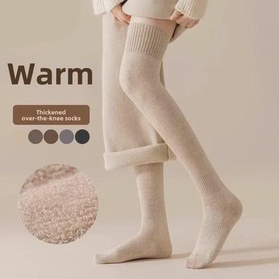 Heren Plus Velvet Dikke Over-de-Knie Winter Sokken - Warme Hoge Dij Terry Sokken voor Ouderen