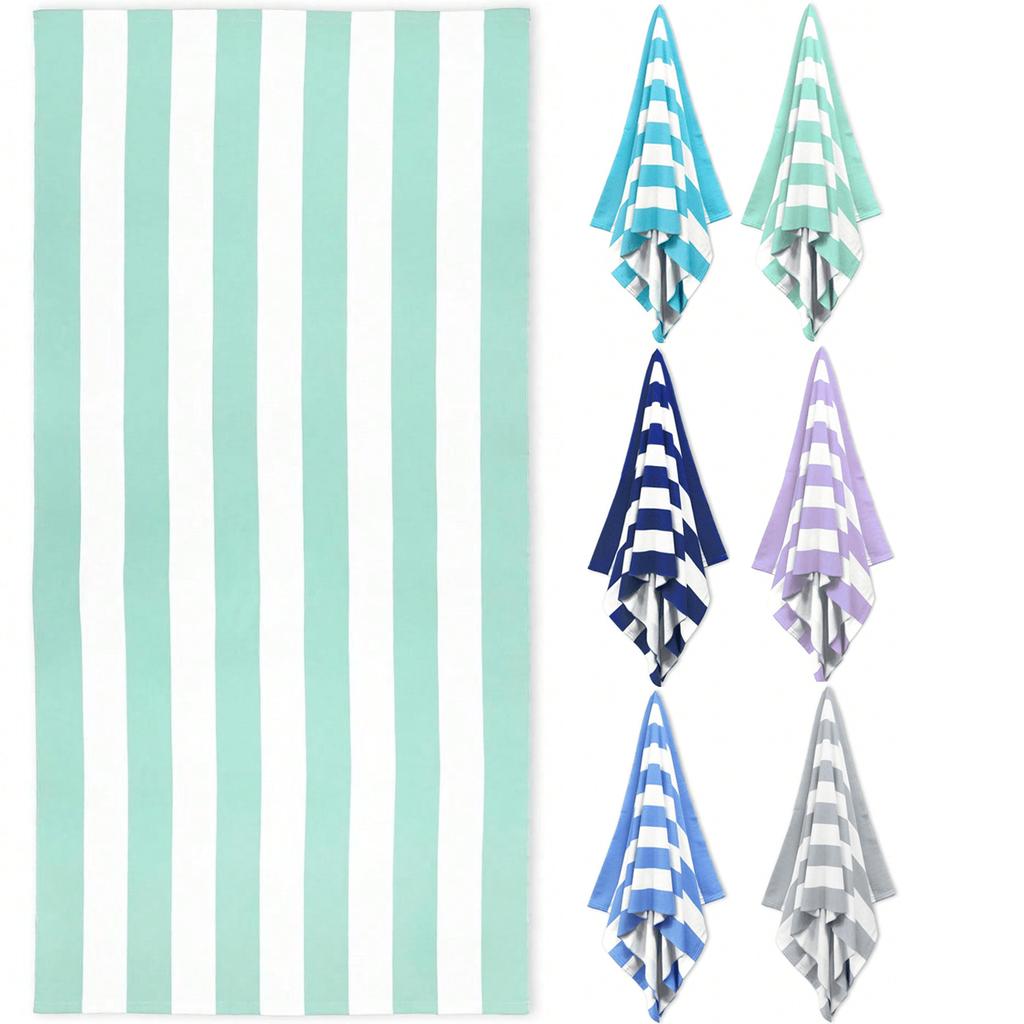 1 Pc Large Oversized Beach Towel 31''X71'', Microfiber Pool Towel, Pink Striped Quick Dry Cabana Swim Towel