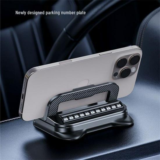 

Dual-Function Rotatable Car Phone Holder & Number Plate - Anti-Shake, Adhesive Dashboard Mount for Universal Navigation Tech Black - Number Plate Holder Two-in-One