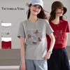 Basic Emotion T Series Children's Fun Hand-painted Pony Letter Printed T-shirt Casual Age Reducing Solid Color Basic Short Sleeved