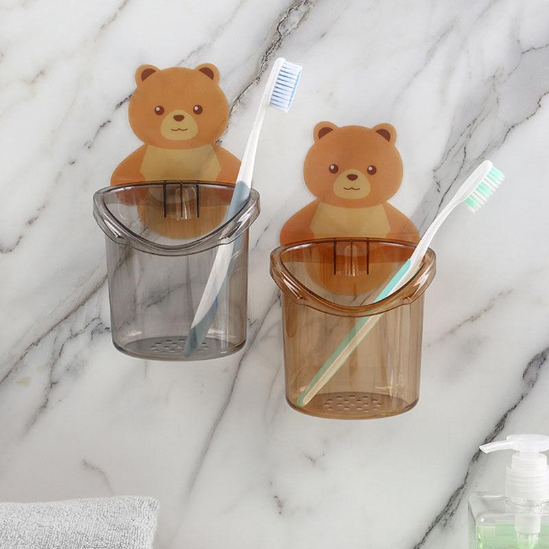 Teddybär Wandmontierter Zahnbürstenhalter Becher Aufbewahrungsregal Badezimmerzubehör