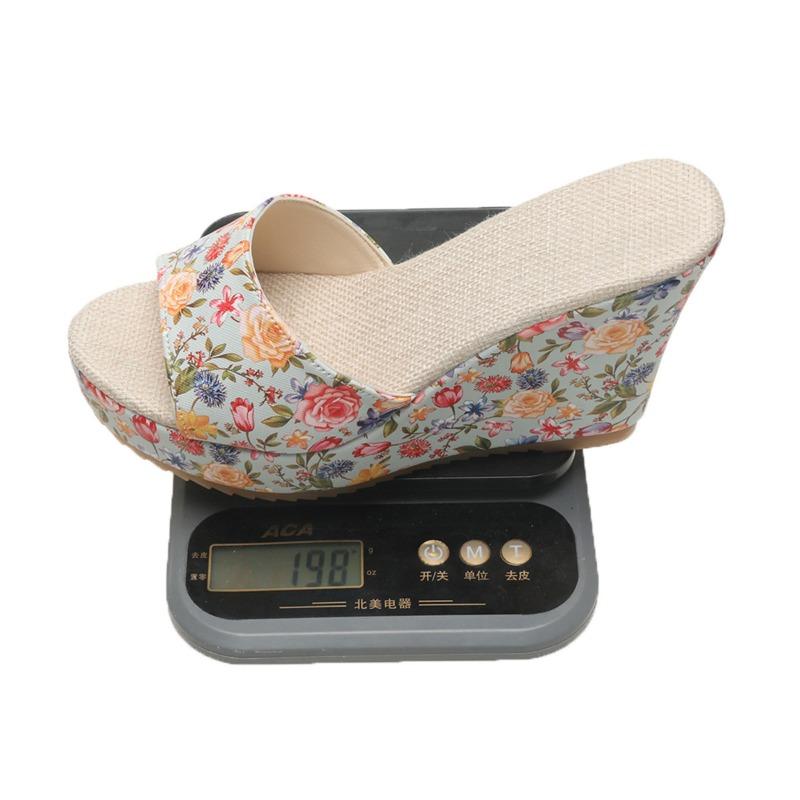 Large size thick-soled wedge heel muffin casual slippers women's summer new high-heeled color matching fashion fish mouth shoes