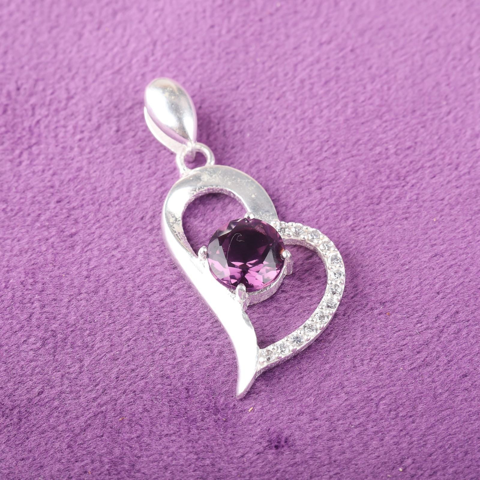 

Аметист Драгоценный камень 925 Стерлинговое серебро Ювелирные изделия Циркон Подвеска 1,37 Подарок для жены CZP-5-18