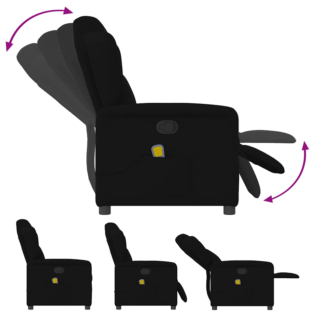 Vidaxl Foldable Massage Armchair, Black, Fabric Upholstered