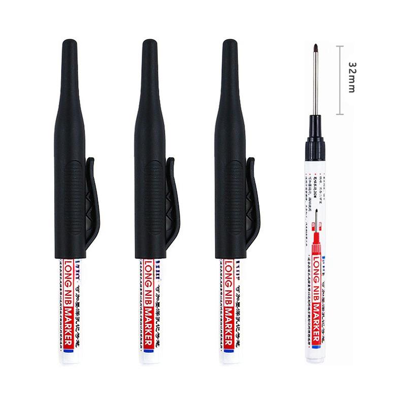 4 Teile/satz 32mm Tiefe Loch Lange Nib Kopf Marker Für Metall Perforieren Stift Wasserdicht Badezimmer Holzbearbeitung Dekoration Multi-Zweck