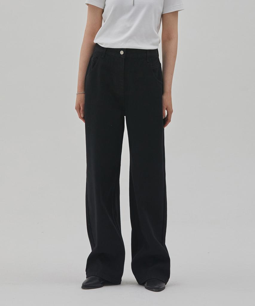 RYUL+WAI Denim Loose Wide Long Pants Black