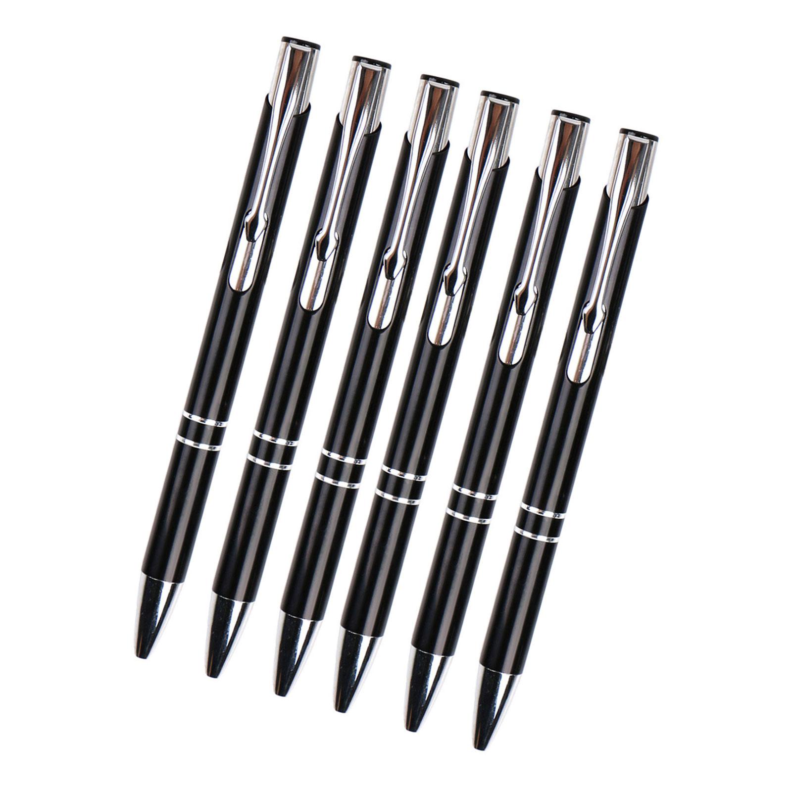 

6Pcs Retractable Metal Ballpoint Pen 1.0MM Write Smoohtly Refillable Business Signing Pen with Metal Pen Clip for Office чорний