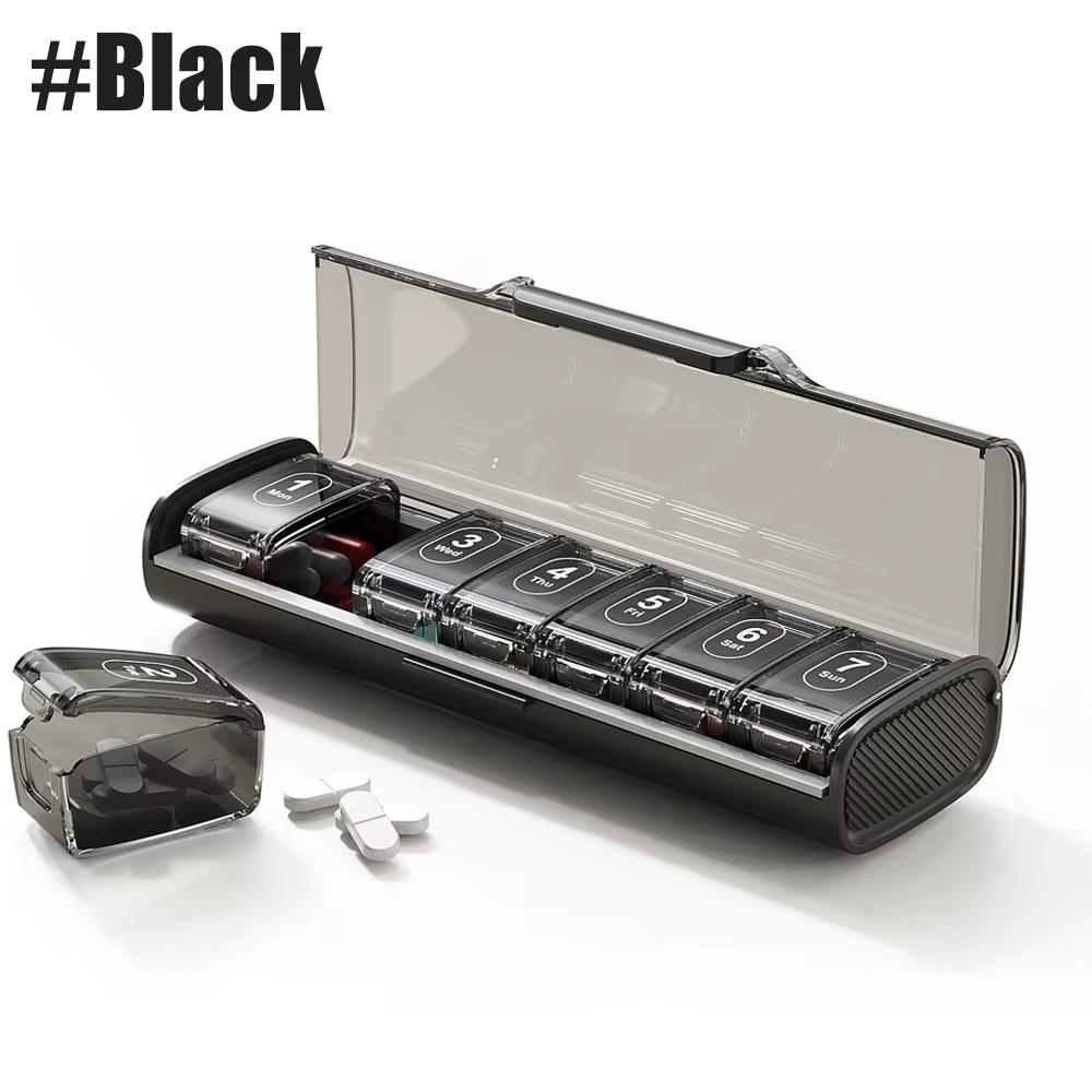 1 ks Vlhkotěsný týdenní organizér na pilulky Bez BPA Cestovní 7denní krabička na pilulky Pouzdro na cestování pro vitamíny Doplňky Léky