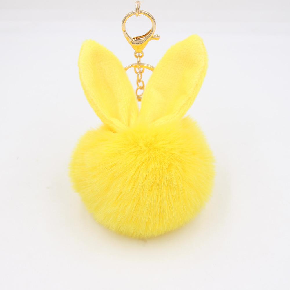 New Fluffy Keychain Pompom Rabbit Ear Toys Plush Rabbit Key Chain Fur Woman Bag Charms Keyring Car Pendant Holder Jewelry