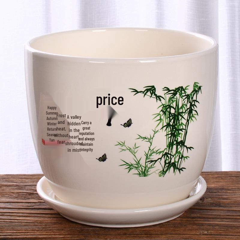 Extra Large Ceramic Flower Pot with Saucer for Succulents and Orchids, Creative Balcony Gardening Stand.