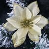 (10pcs/Pack) 13cm Artificial Christmas Tree Flowers Glitter Fabric Simulation Xmas Decorations Creative DIY New Year Gift