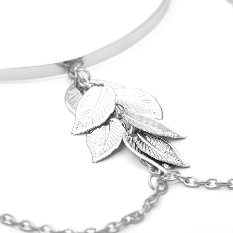 Boho Retro Leaves Upper Cuff Bangle Armband Arm Slave Chain Bracelet Jewelry