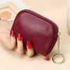Faux Leather Coin Purse Rounded Coin Pouch Zippered Change Purse with Key Ring