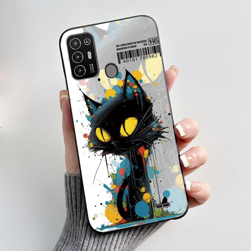Hülle Für ZTE Blade A52 / A52 Lite Hülle Ästhetisch Niedliche Katze Astronaut Handyhülle Schwarze Weiche Silikon TPU Rückabdeckung Bumper Schale