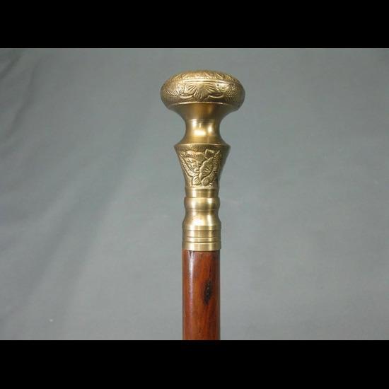 Working Style Handle OLD BRASS HEAD Style Wooden Shaft Walking Cane Stick