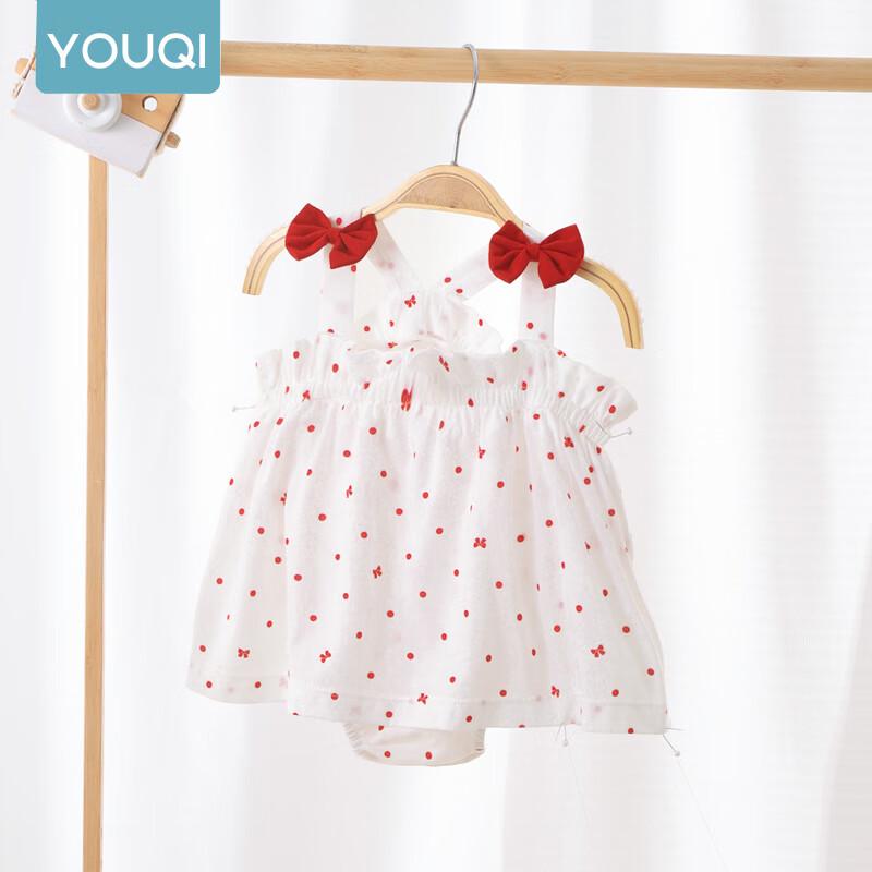 Baby Girl Bowknot Polka Dot Suspender Romper