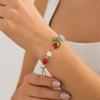 Handmade Tassels Bracelet with Delicate Flower Pendant Elegant Beaded Handchain Adjustable Length Wristband Accessory