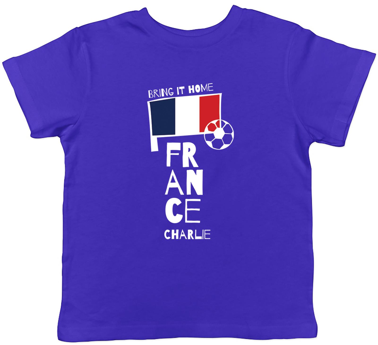 Personalised France Football Kid T-Shirt Bring it Home Soccer Supporter Boy Girl 130