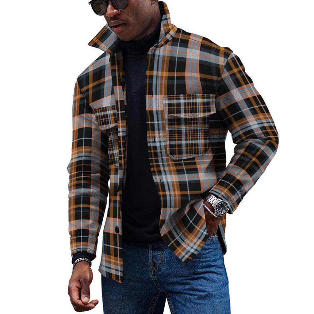 Men's Fashion Trend Daily Casual Printed Long Sleeve Button Down Jacket