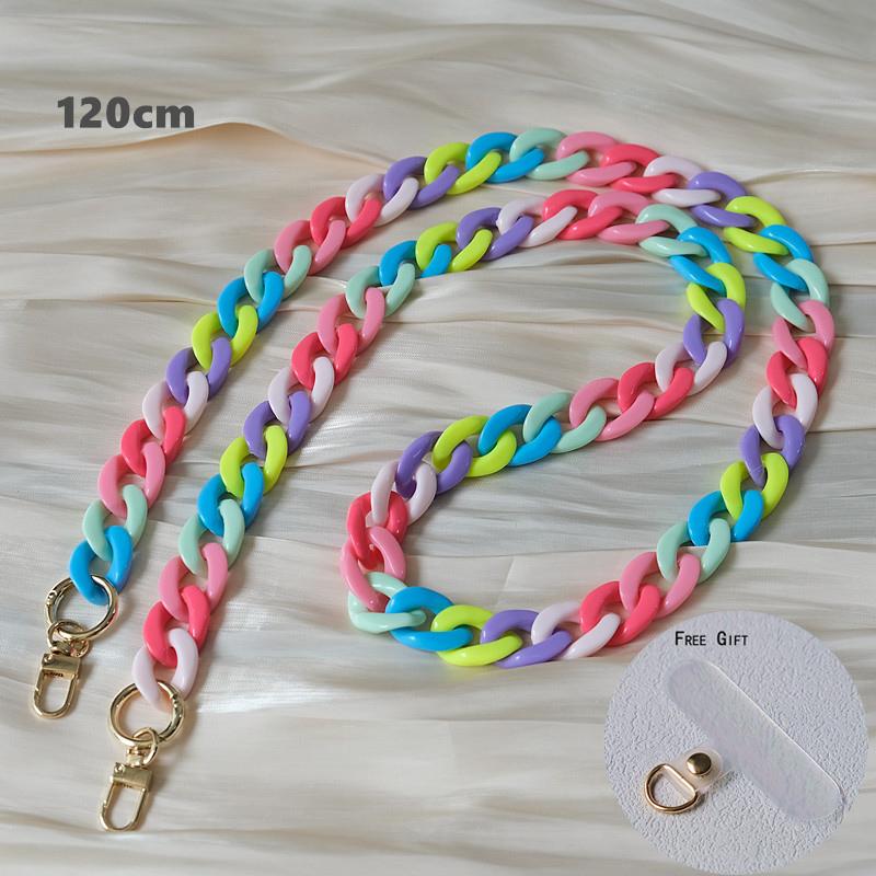 New Phone Accessory Cellphone Part Chain Anti Lost Universal Candy Rainbow Shoulder Neck Crossbody Phone Strap Case Holder Chain
