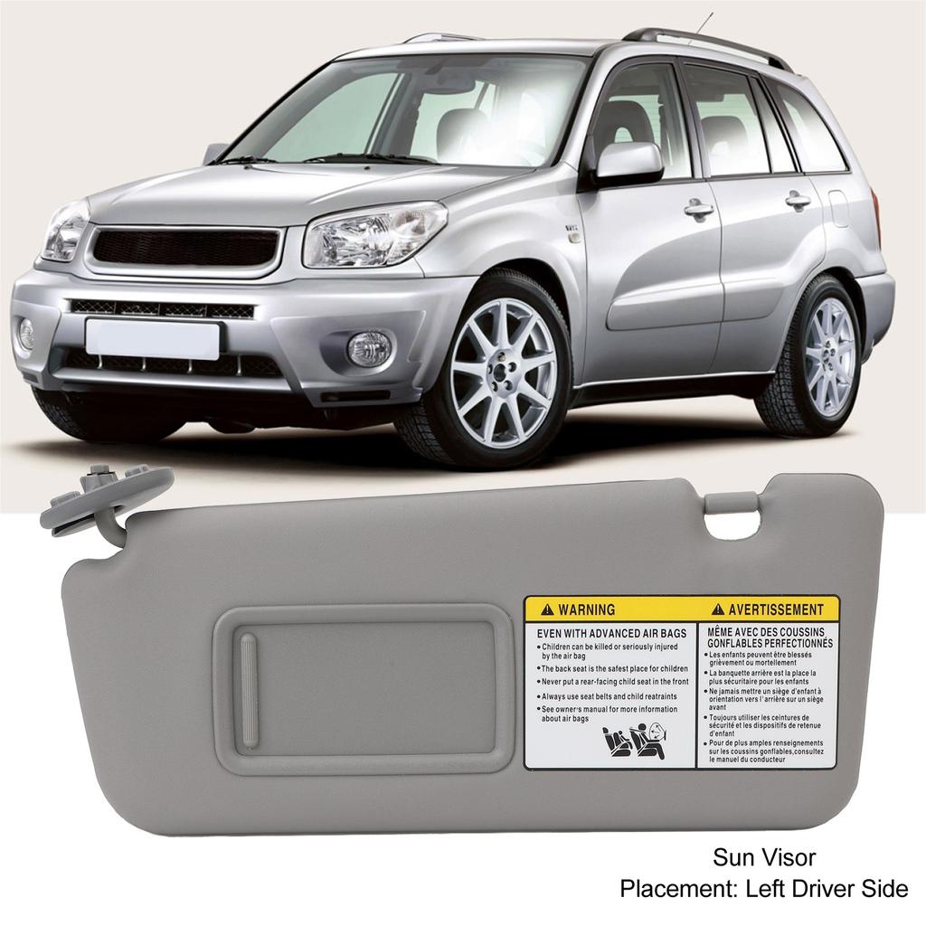 7432042420B0 Gray Left Driver Side UV Proof Easy Install Colorfast Sun Visor with Makeup Mirror for  2004 To 2005