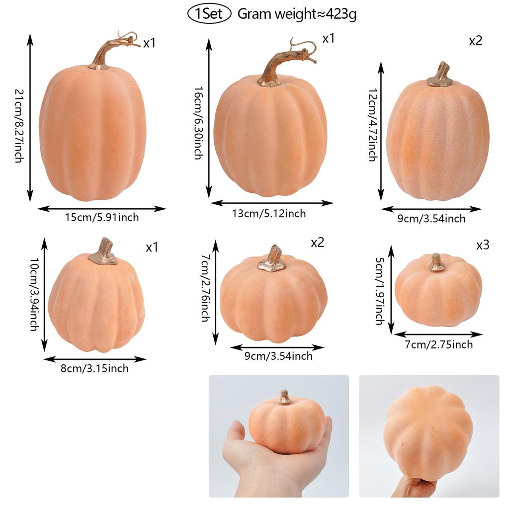 1Set Halloween Pumpkins Decor Foam Fake Pumpkins for Autumn Thanksgiving Halloween Farmhouse Table Realistic Decorations
