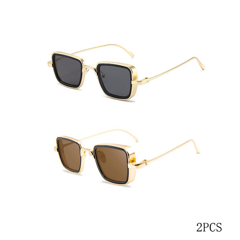 New Vintage Metal Steampunk Sunglasses Men Women Square Sun Spectacles For Men Women Stylish Retro Shades Male Female UV 400 Protection