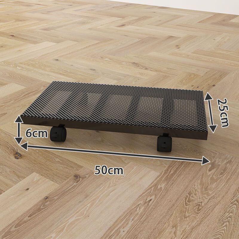 Rectangular Wrought Iron Flower Pot Tray with Braked Universal Wheels