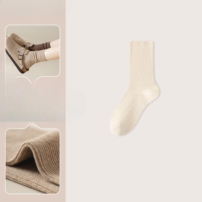 Women's Autumn and Winter Deodorant Retro Boneless Drum Pile Cotton Socks