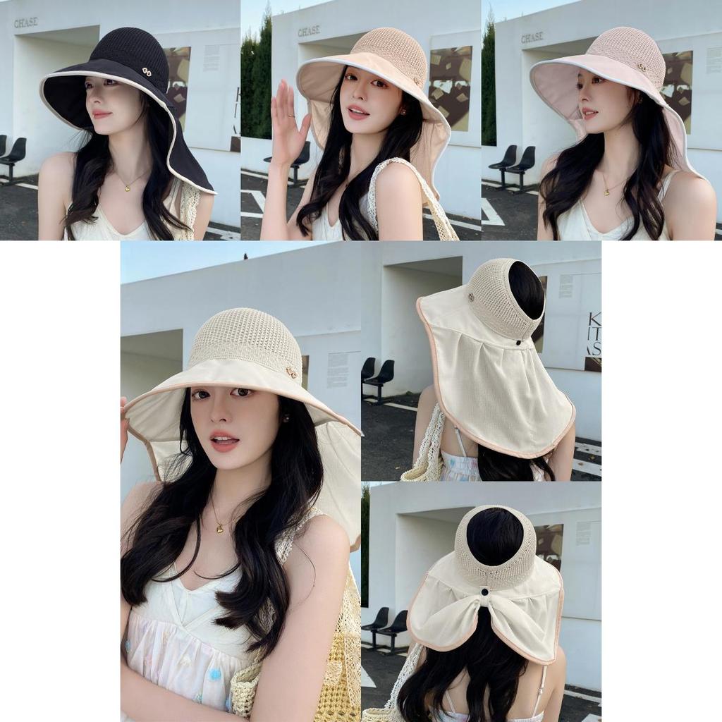 Polyester Wide Brim Sun Hat For Women Outdoor Uv Protection Summer Beach Travel